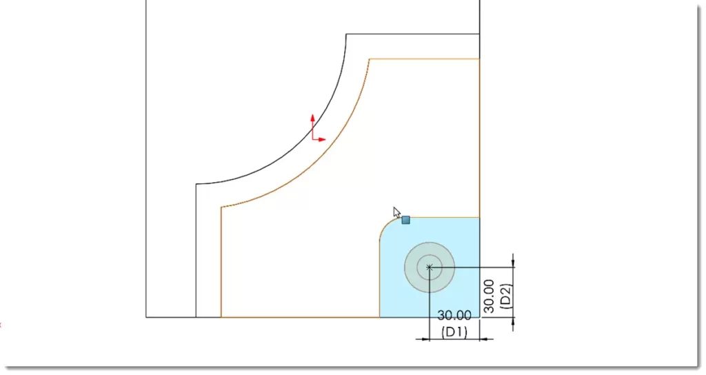 با استفاده از سربرگ position موقعیت مرکز سوراخ را نیز مطابق شکل اندازه گذاری کنید.