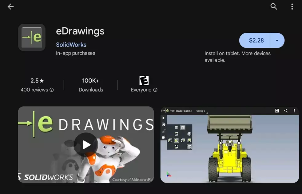 اپلیکیشن eDrawings در Play Store گوگل 
