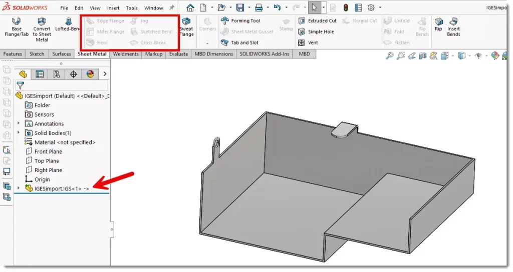 تبدیل مدل سالید به شیت متال