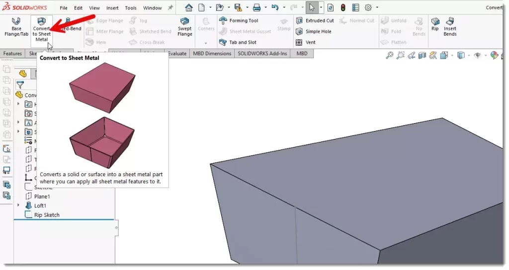 Convert to Sheet Metal
